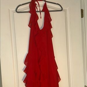 Elegant Red Halter Dress Pretty Little Thing NWT